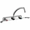Chicago Faucet Company Chicago Faucets W8W-L9E1-317ABCP Wall-Mounted Manual Sink Faucet With 9 1/2" L-Type Swing Spout And Full Flow Quixtop Outlet