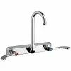 Chicago Faucet Company Chicago Faucets W8W-GN1AE1-317ABCP Wall-Mounted Manual Sink Faucet With 3 1/2" Gooseneck Spout And Full Flow Quixtop Outlet