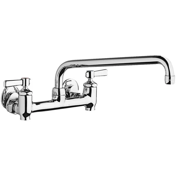 Chicago Faucet Company Chicago Faucets 640-L12E35-369YAB 1.5 GPM Wall-Mounted Faucet With Adjustable Centers, 12" L-Type Swing Spout, And 2 3/8" Lever Handles 1 Chicago Faucet Company Chicago Faucets 640-L12E35-369YAB 1.5 GPM Wall-Mounted Faucet With Adjustable Centers, 12" L-Type Swing Spout, And 2 3/8" Lever Handles