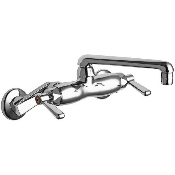 Chicago Faucet Company Chicago Faucets 445-ABCP Wall-Mounted Faucet With Adjustable Centers And 6" S-Type Swing Spout 1 Chicago Faucet Company Chicago Faucets 445-ABCP Wall-Mounted Faucet With Adjustable Centers And 6" S-Type Swing Spout
