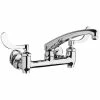 Chicago Faucet Company Chicago Faucets 640-L8E1-317YAB Wall-Mounted Faucet With Adjustable Centers, 8" L-Type Swing Spout, And 4" Wristblade Handles