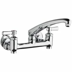 Chicago Faucet Company Chicago Faucets 640-L8E1-369YAB Wall-Mounted Faucet With Adjustable Centers, 8" L-Type Swing Spout, And 2 3/8" Lever Handles