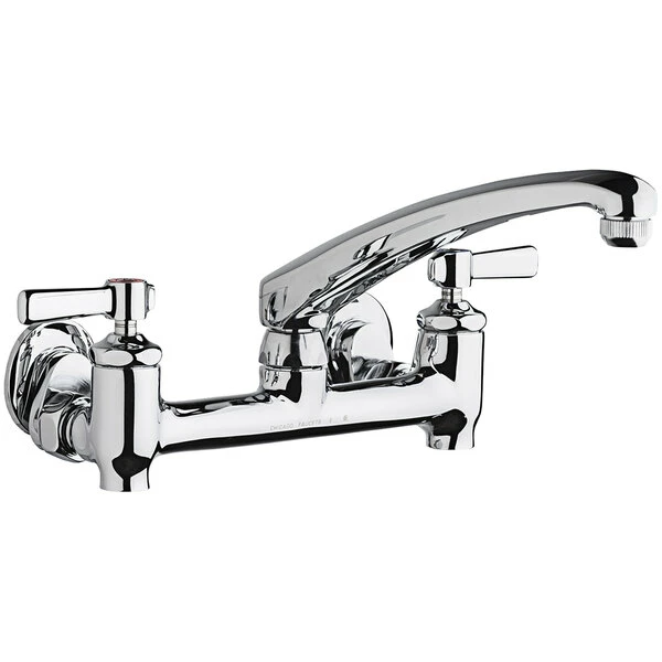 Chicago Faucet Company Chicago Faucets 640-L8E1-369YAB Wall-Mounted Faucet With Adjustable Centers, 8" L-Type Swing Spout, And 2 3/8" Lever Handles 1 Chicago Faucet Company Chicago Faucets 640-L8E1-369YAB Wall-Mounted Faucet With Adjustable Centers, 8" L-Type Swing Spout, And 2 3/8" Lever Handles