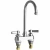 Chicago Faucet Company Chicago Faucets 526-GN2AE1ABCP Deck-Mounted Faucet With 4" Fixed Centers, 5 1/4" Rigid / Swing Spout, And 2 3/8" Lever-Style Handle