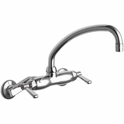 Chicago Faucet Company Chicago Faucets 445-L9E35ABCP 1.5 GPM Wall-Mounted Faucet With Adjustable Centers And 9 1/2" L-Type Swing Spout
