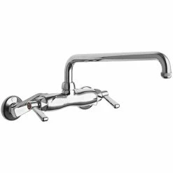 Chicago Faucet Company Chicago Faucets 445-L12E1ABCP Wall-Mounted Faucet With Adjustable Centers And 12" L-Type Swing Spout