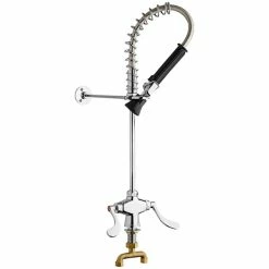 Chicago Faucet Company Chicago Faucets 924-317ABCP Deck-Mounted Single-Hole Mini Pre-Rinse Faucet And 4" Wristblade Handles