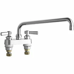 Chicago Faucet Company Chicago Faucets 895-L12E35ABCP Deck-Mounted Faucet With 4" Centers And 12" L-Type Swing Spout