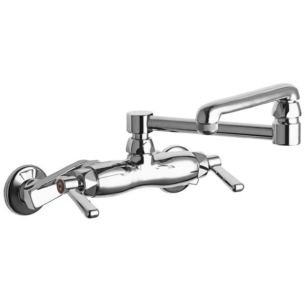 Chicago Faucet Company Chicago Faucets 445-DJ13E1ABCP Wall-Mounted Faucet With Adjustable Centers And 13" Double-Jointed Swing Spout 1 Chicago Faucet Company Chicago Faucets 445-DJ13E1ABCP Wall-Mounted Faucet With Adjustable Centers And 13" Double-Jointed Swing Spout