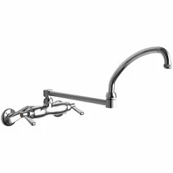 Chicago Faucet Company Chicago Faucets 445-DJ21ABCP Wall-Mounted Faucet With Adjustable Centers And 21 1/4" Double-Jointed Swing Spout