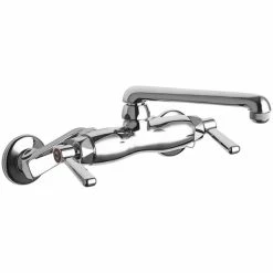 Chicago Faucet Company Chicago Faucets 445-E1ABCP Wall-Mounted Faucet With Adjustable Centers And 6" S-Type Swing Spout