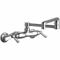 Chicago Faucet Company Chicago Faucets 445-DJ13ABCP 2.2 GPM Wall-Mounted Faucet With Adjustable Centers And 13" Double-Jointed Swing Spout