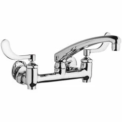 Chicago Faucet Company Chicago Faucets 640-L8E35-317YAB 1.5 GPM Wall-Mounted Faucet With Adjustable Centers, 8" L-Type Swing Spout, And 4" Wristblade Handles