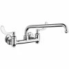 Chicago Faucet Company Chicago Faucets 640-L12E1-317YAB Wall-Mounted Faucet With Adjustable Centers, 12" L-Type Swing Spout, And 4" Wristblade Handles