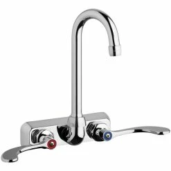 Chicago Faucet Company Chicago Faucets W4W-GN1AE35-317AB 1.5 GPM Wall-Mounted Faucet With 4" Centers And 3 1/2" Rigid / Swing Gooseneck Spout