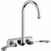 Chicago Faucet Company Chicago Faucets W4W-GN2AE1-317ABCP Wall-Mounted Faucet With 4" Centers And 5 1/4" Rigid / Swing Gooseneck Spout