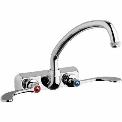 Chicago Faucet Company Chicago Faucets W4W-L9E1-317ABCP Wall-Mounted Faucet With 4" Centers And 9 1/2" L-Type Swing Spout
