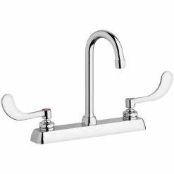 Chicago Faucet Company Chicago Faucets W8D-GN1AE35-317AB 1.5 GPM Deck-Mounted Faucet With 8" Centers And 3 1/2" Rigid / Swing Gooseneck Spout