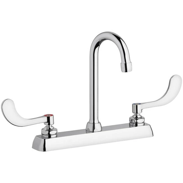 Chicago Faucet Company Chicago Faucets W8D-GN1AE35-317AB 1.5 GPM Deck-Mounted Faucet With 8" Centers And 3 1/2" Rigid / Swing Gooseneck Spout 1 Chicago Faucet Company Chicago Faucets W8D-GN1AE35-317AB 1.5 GPM Deck-Mounted Faucet With 8" Centers And 3 1/2" Rigid / Swing Gooseneck Spout