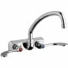 Chicago Faucet Company Chicago Faucets W4W-L9E35-317ABCP 1.5 GPM Wall-Mounted Faucet With 4" Centers And 9 1/2" L-Type Swing Spout