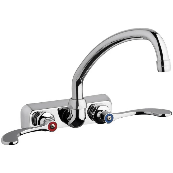 Chicago Faucet Company Chicago Faucets W4W-L9E35-317ABCP 1.5 GPM Wall-Mounted Faucet With 4" Centers And 9 1/2" L-Type Swing Spout 1 Chicago Faucet Company Chicago Faucets W4W-L9E35-317ABCP 1.5 GPM Wall-Mounted Faucet With 4" Centers And 9 1/2" L-Type Swing Spout