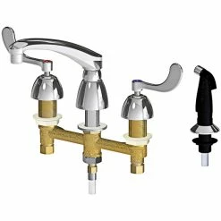 Chicago Faucet Company Chicago Faucets 200-AL8E35-317ABCP Deck-Mounted Faucet With 8" Centers And 8" L-Type Swing Spout