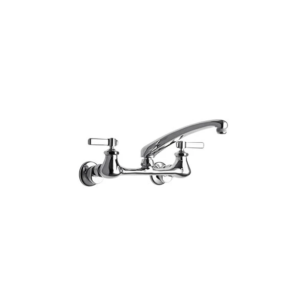 Chicago Faucet Company Chicago Faucets 540-LDL8E1ABCP Wall-Mounted Faucet With Adjustable Centers, 8" L-Type Swing Spout, And Quixtop Outlet 1 Chicago Faucet Company Chicago Faucets 540-LDL8E1ABCP Wall-Mounted Faucet With Adjustable Centers, 8" L-Type Swing Spout, And Quixtop Outlet