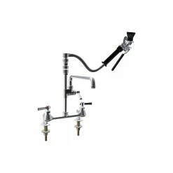 Chicago Faucet Company Chicago Faucets 509-SSVBL12XKCAB Deck-Mounted Pre-Rinse Faucet With 8" Fixed Centers And Inline Vacuum Breaker