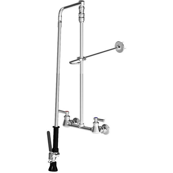 Chicago Faucet Company Chicago Faucets 610-GCLVBABCP Wall-Mounted Pre-Rinse Faucet With 8" Adjustable Centers And 29" Stainless Steel Hose 1 Chicago Faucet Company Chicago Faucets 610-GCLVBABCP Wall-Mounted Pre-Rinse Faucet With 8" Adjustable Centers And 29" Stainless Steel Hose