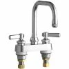 Chicago Faucet Company Chicago Faucets 526-ABCP Deck-Mounted Faucet With 4" Fixed Centers, 6 1/4" Rigid / Swing Double-Bend Spout, And Quixtop Outlet