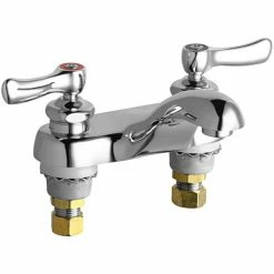 Chicago Faucet Company Chicago Faucets 802-ABCP Deck-Mounted Faucet With 4" Fixed Centers And Quaturn Compression Operating Cartridges