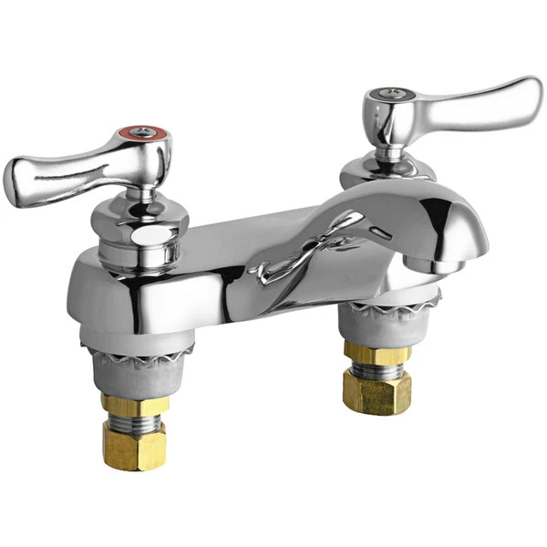 Chicago Faucet Company Chicago Faucets 802-ABCP Deck-Mounted Faucet With 4" Fixed Centers And Quaturn Compression Operating Cartridges 1 Chicago Faucet Company Chicago Faucets 802-ABCP Deck-Mounted Faucet With 4" Fixed Centers And Quaturn Compression Operating Cartridges