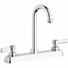 Chicago Faucet Company Chicago Faucets W8D-GN1AE1-369ABCP Deck-Mounted Faucet With 8" Fixed Centers And 3 1/2" Rigid / Swing Gooseneck Spout