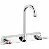 Chicago Faucet Company Chicago Faucets W8W-GN1AE1-369ABCP Wall-Mounted Faucet With 8" Fixed Centers, 3 1/2" Rigid / Swing Gooseneck Spout, And Quixtop Outlet
