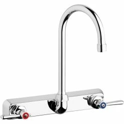 Chicago Faucet Company Chicago Faucets W8W-GN2AE35-369AB 1.5 GPM Wall-Mounted Faucet With 8" Fixed Centers And 5 1/4" Rigid / Swing Gooseneck Spout