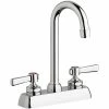 Chicago Faucet Company Chicago Faucets W4D-GN1AE35-369AB Deck-Mounted Faucet With 4" Fixed Centers, 3 1/2" Rigid / Swing Gooseneck Spout, And 2 3/8" Lever Handles