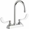 Chicago Faucet Company Chicago Faucets W4D-GN2AE35-317AB 1.5 GPM Deck-Mounted Faucet With 4" Fixed Centers, 5 1/4" Rigid / Swing Gooseneck Spout, And 4" Wristblade Handles