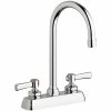 Chicago Faucet Company Chicago Faucets W4D-GN2AE35-369AB 1.5 GPM Deck-Mounted Faucet With 4" Fixed Centers, 5 1/4" Rigid / Swing Gooseneck Spout, And 2 3/8" Lever Handles