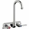 Chicago Faucet Company Chicago Faucets W4W-GN1AE1-369ABCP Wall-Mounted Faucet With 4" Fixed Centers, 3 1/2" Rigid / Swing Gooseneck Spout, And Quixtop Outlet