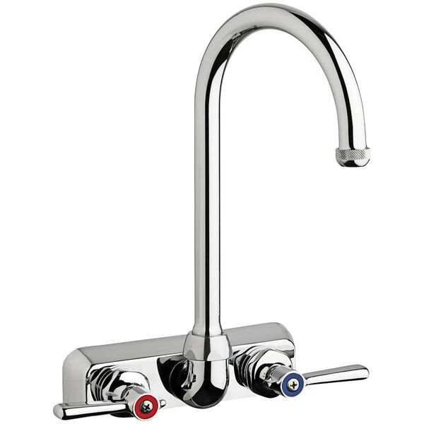 Chicago Faucet Company Chicago Faucets W4W-GN2AE1-369ABCP Wall-Mounted Faucet With 4" Fixed Centers, 5 1/4" Rigid / Swing Gooseneck Spout, And Quixtop Outlet 1 Chicago Faucet Company Chicago Faucets W4W-GN2AE1-369ABCP Wall-Mounted Faucet With 4" Fixed Centers, 5 1/4" Rigid / Swing Gooseneck Spout, And Quixtop Outlet