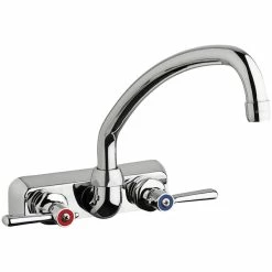 Chicago Faucet Company Chicago Faucets W4W-L9E35-369ABCP 1.5 GPM Wall-Mounted Faucet With 4" Fixed Centers, 9 1/2" L-Type Swing Spout, And 2 3/8" Lever Handles
