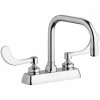 Chicago Faucet Company Chicago Faucets W4D-DB6AE35-317AB 1.5 GPM Deck-Mounted Faucet With 4" Fixed Centers And 6 1/4" Rigid / Swing Double-Bend Spout
