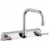 Chicago Faucet Company Chicago Faucets W8W-DB6AE1-369ABCP Wall-Mounted Faucet With 8" Fixed Centers, 6 1/4" Rigid / Swing Double-Bend Spout, And Quixtop Outlet