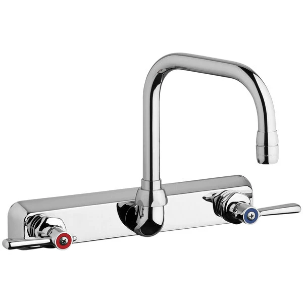 Chicago Faucet Company Chicago Faucets W8W-DB6AE35-369AB 1.5 GPM Wall-Mounted Faucet With 8" Fixed Centers And 6 1/4" Rigid / Swing Double-Bend Spout 1 Chicago Faucet Company Chicago Faucets W8W-DB6AE35-369AB 1.5 GPM Wall-Mounted Faucet With 8" Fixed Centers And 6 1/4" Rigid / Swing Double-Bend Spout