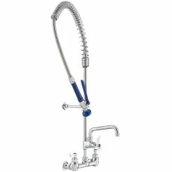 Waterloo 1.15 GPM Wall-Mounted Pre-Rinse Faucet With 8" Centers And 6" Add-On Faucet