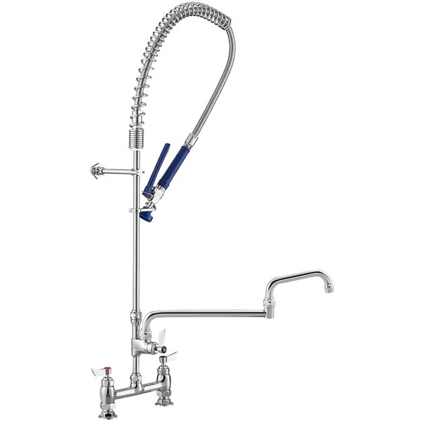 Waterloo 1.15 GPM Deck-Mounted Pre-Rinse Faucet With 8" Centers And 18" Double-Jointed Add-On Faucet 1 Waterloo 1.15 GPM Deck-Mounted Pre-Rinse Faucet With 8" Centers And 18" Double-Jointed Add-On Faucet