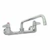 T&S Brass And Bronze Works Equip By T&S 5F-8WLX08 Wall Mounted Faucet With 8 1/8" Swing Spout, 5.2 GPM Laminar Flow Device, 8" Adjustable Centers, And Lever Handles