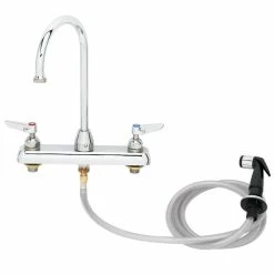 T&S Brass And Bronze Works T&S B-1170 Deck Mount Workboard Faucet With 4" Centers, 5 3/4" Gooseneck Spout, 4" Wrist Action Handles, And Sidespray