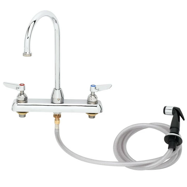 T&S Brass And Bronze Works T&S B-1170 Deck Mount Workboard Faucet With 4" Centers, 5 3/4" Gooseneck Spout, 4" Wrist Action Handles, And Sidespray 1 T&S Brass And Bronze Works T&S B-1170 Deck Mount Workboard Faucet With 4" Centers, 5 3/4" Gooseneck Spout, 4" Wrist Action Handles, And Sidespray