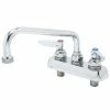 T&S Brass And Bronze Works T&S B-2491 Deck Mount Workboard Faucet With 4" Centers, 8" Swing Nozzle, And Chrome Escutcheon